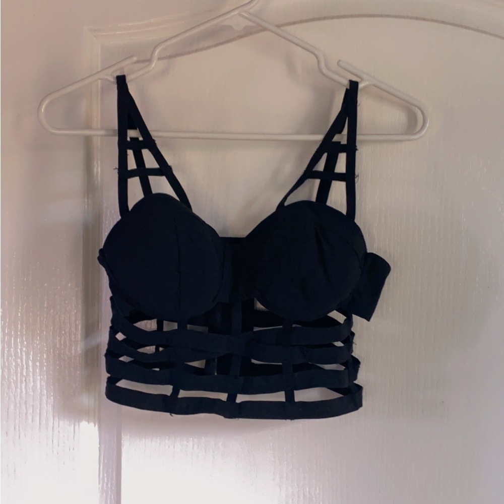 Windsor Black Cage Crop Top